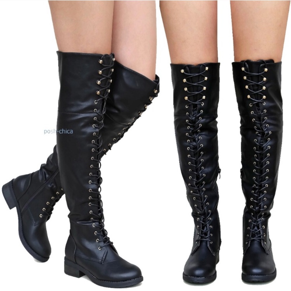 New over the knee combat boots